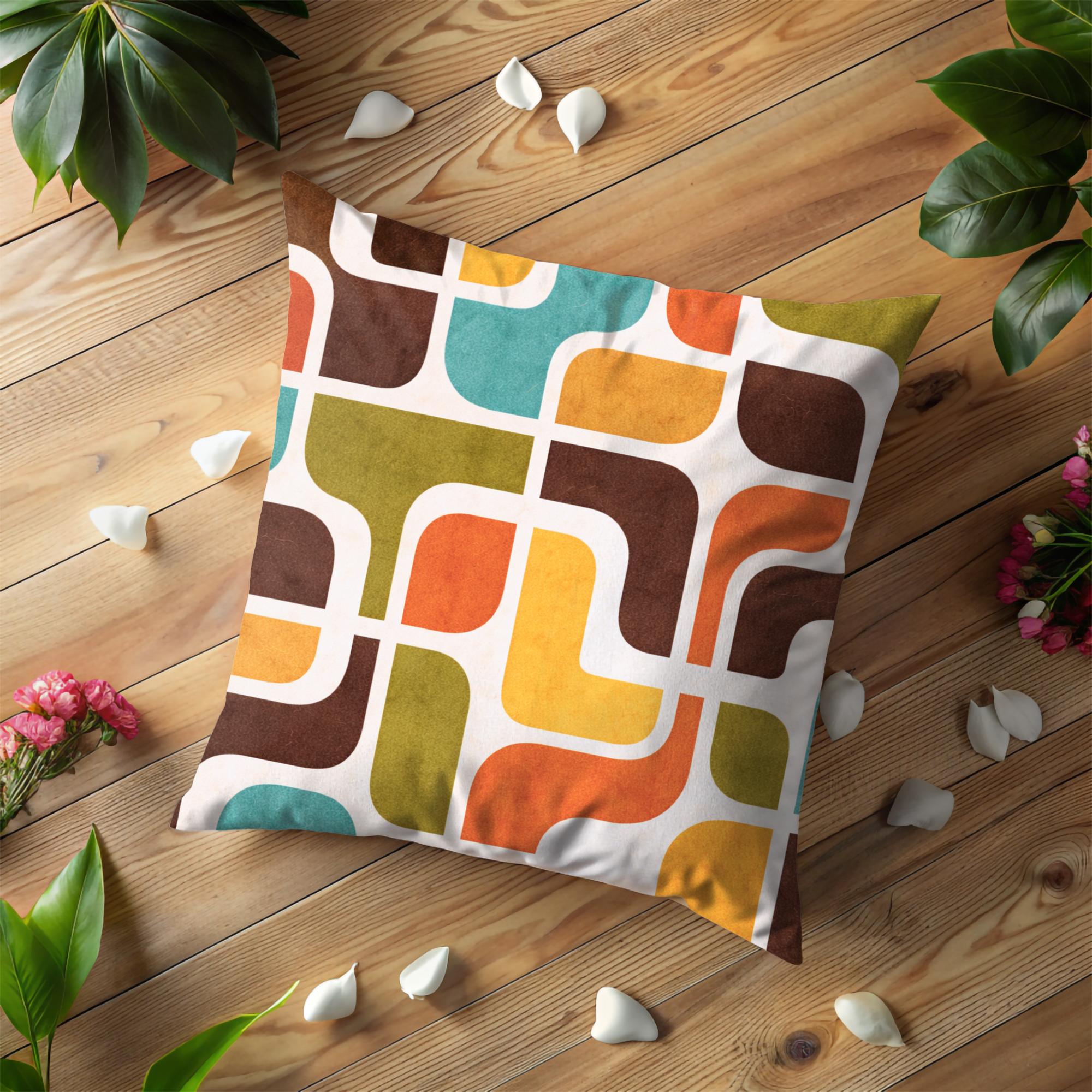 Retro Geometric Pillow Cover | Bold Abstract Art | Mid-Century Decor