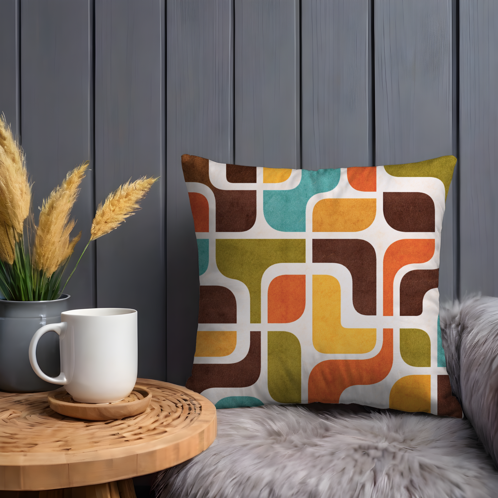Retro Geometric Pillow Cover | Bold Abstract Art | Mid-Century Decor
