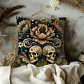 Skull Floral Pillow Cover | Gothic Floral Art | Bold Nature Decor