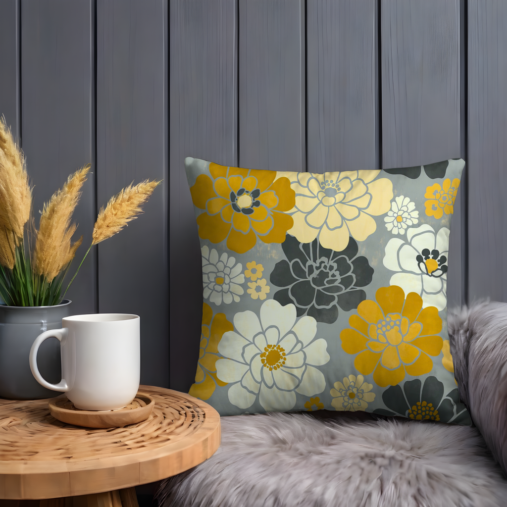 Retro Floral Pillow Cover | Bold Pattern Art | Cheerful Decor