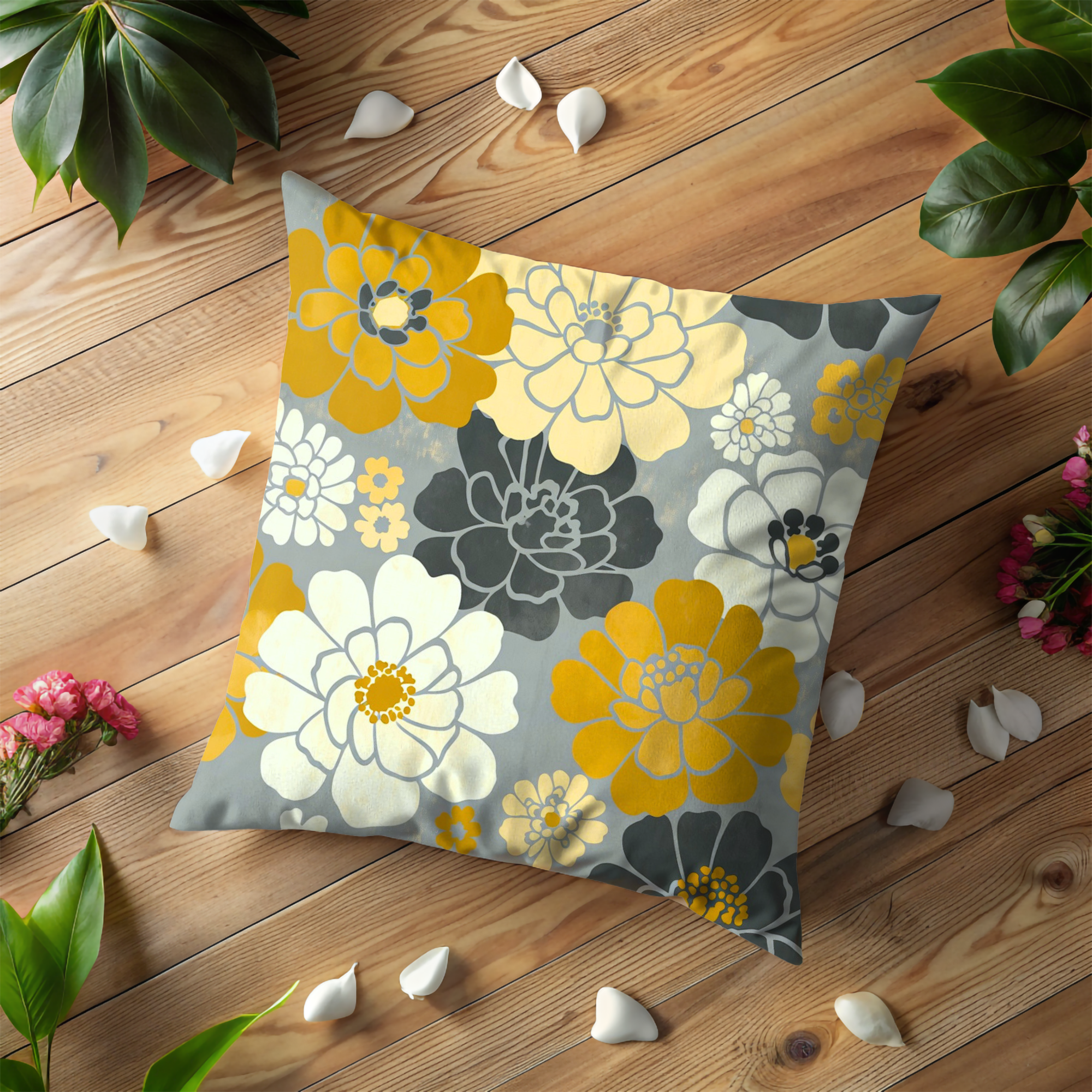 Retro Floral Pillow Cover | Bold Pattern Art | Cheerful Decor