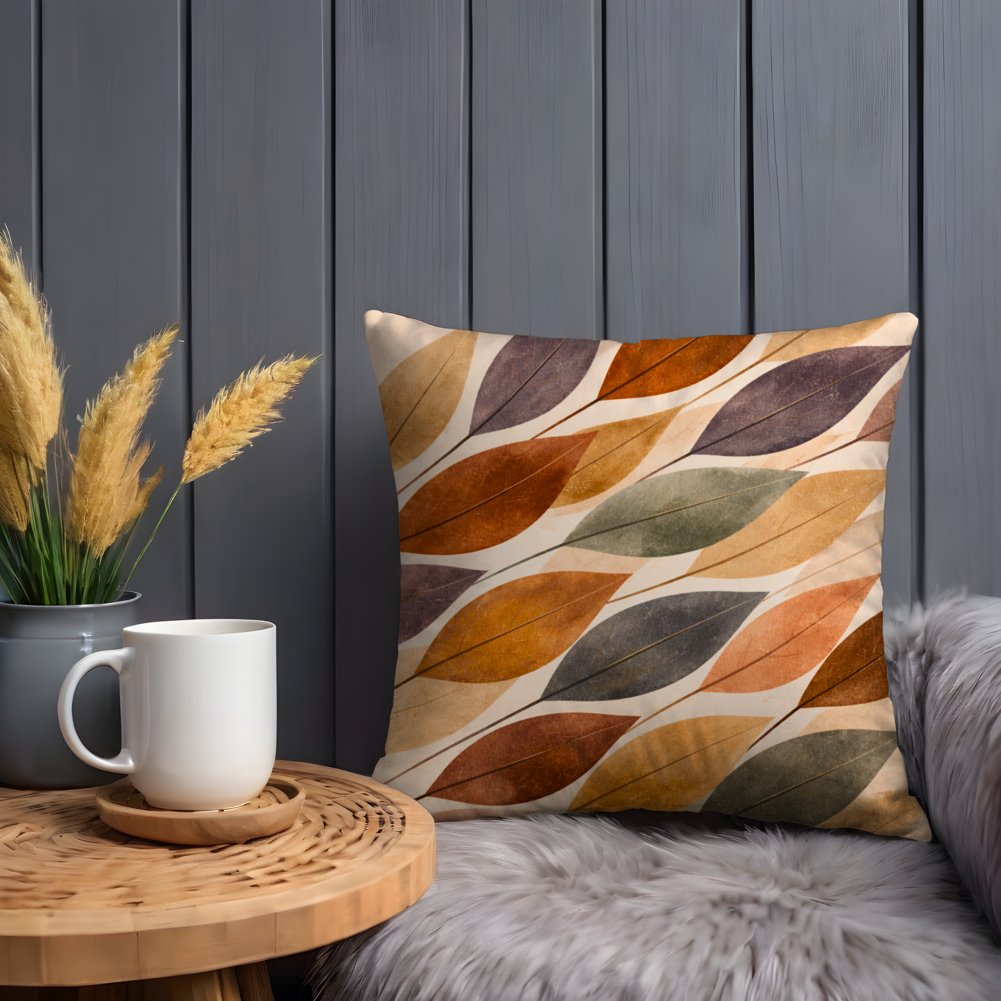 Autumn Leaves Pattern Pillow Cover | Fall Botanical Art | Cozy Decor