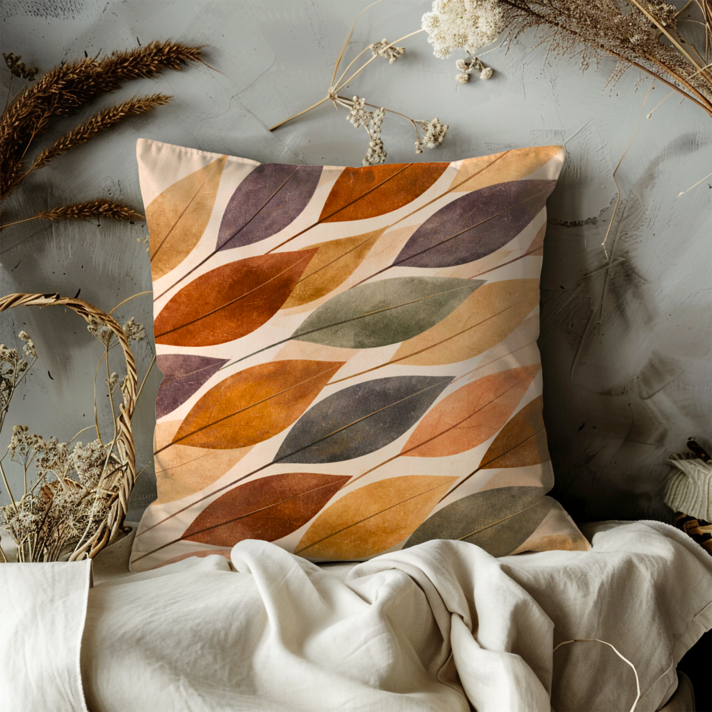 Autumn Leaves Pattern Pillow Cover | Fall Botanical Art | Cozy Decor