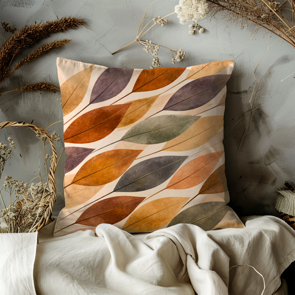 Autumn Leaves Pattern Pillow Cover – Fall Botanical Art | Cozy Decor