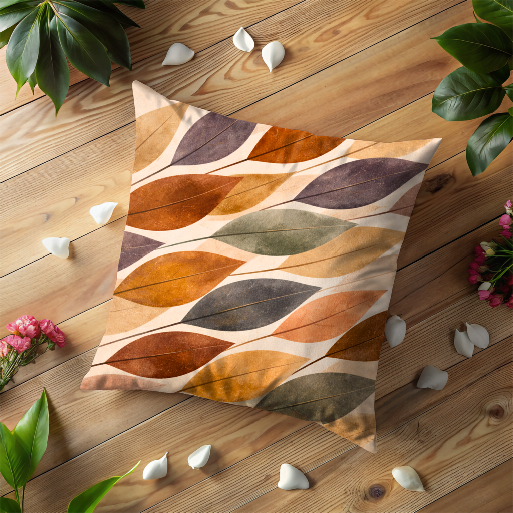 Autumn Leaves Pattern Pillow Cover | Fall Botanical Art | Cozy Decor
