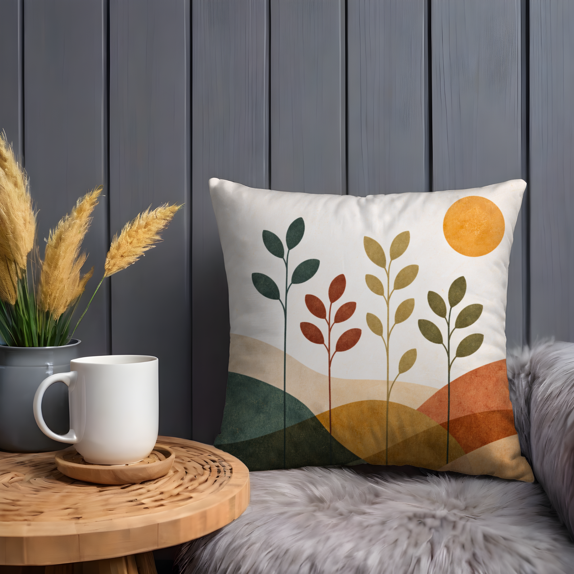 Minimalist Landscape Pillow Cover | Abstract Nature Art | Modern Decor