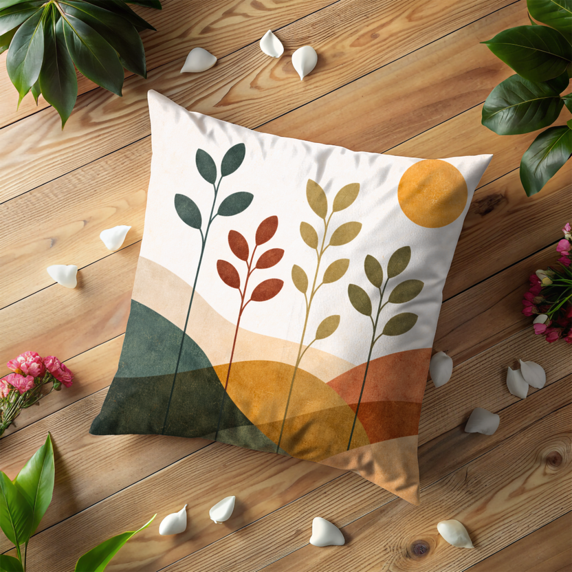 Minimalist Landscape Pillow Cover – Abstract Nature Art | Modern Decor