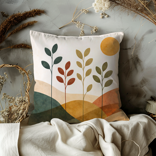 Minimalist Landscape Pillow Cover – Abstract Nature Art | Modern Decor