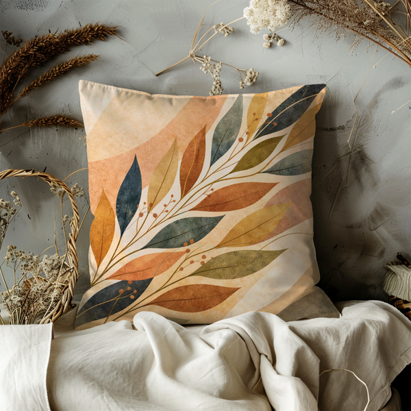 Autumn Leaves Branch Pillow Cover – Modern Botanical Art | Cozy Decor