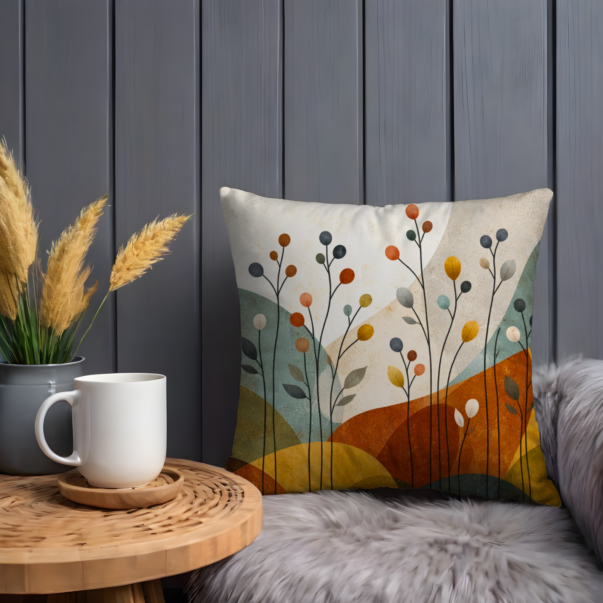 Abstract Berry Pillow Cover | Bold Geometric Art | Warm Decor