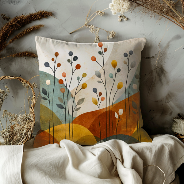 Abstract Berry Pillow Cover – Bold Geometric Art | Warm Decor