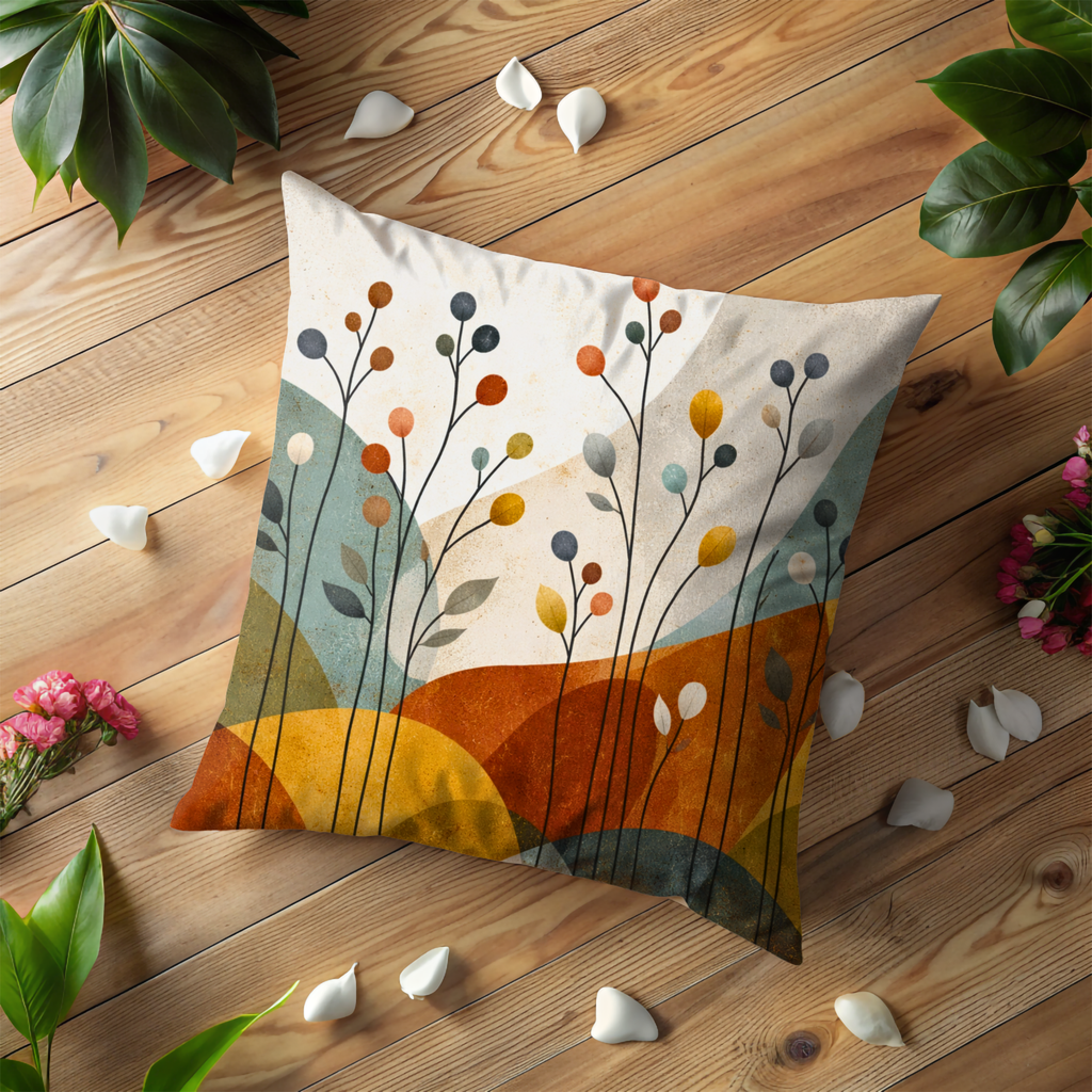 Abstract Berry Pillow Cover | Bold Geometric Art | Warm Decor