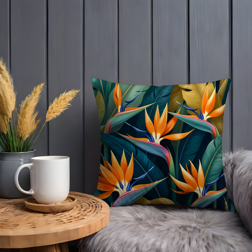 Bird of Paradise Pillow Cover | Tropical Flower Art | Bold Nature Decor