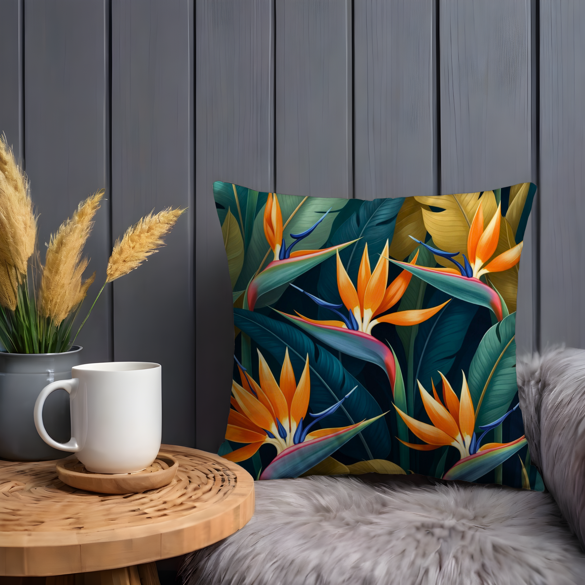 Bird of Paradise Pillow Cover | Tropical Flower Art | Bold Nature Decor