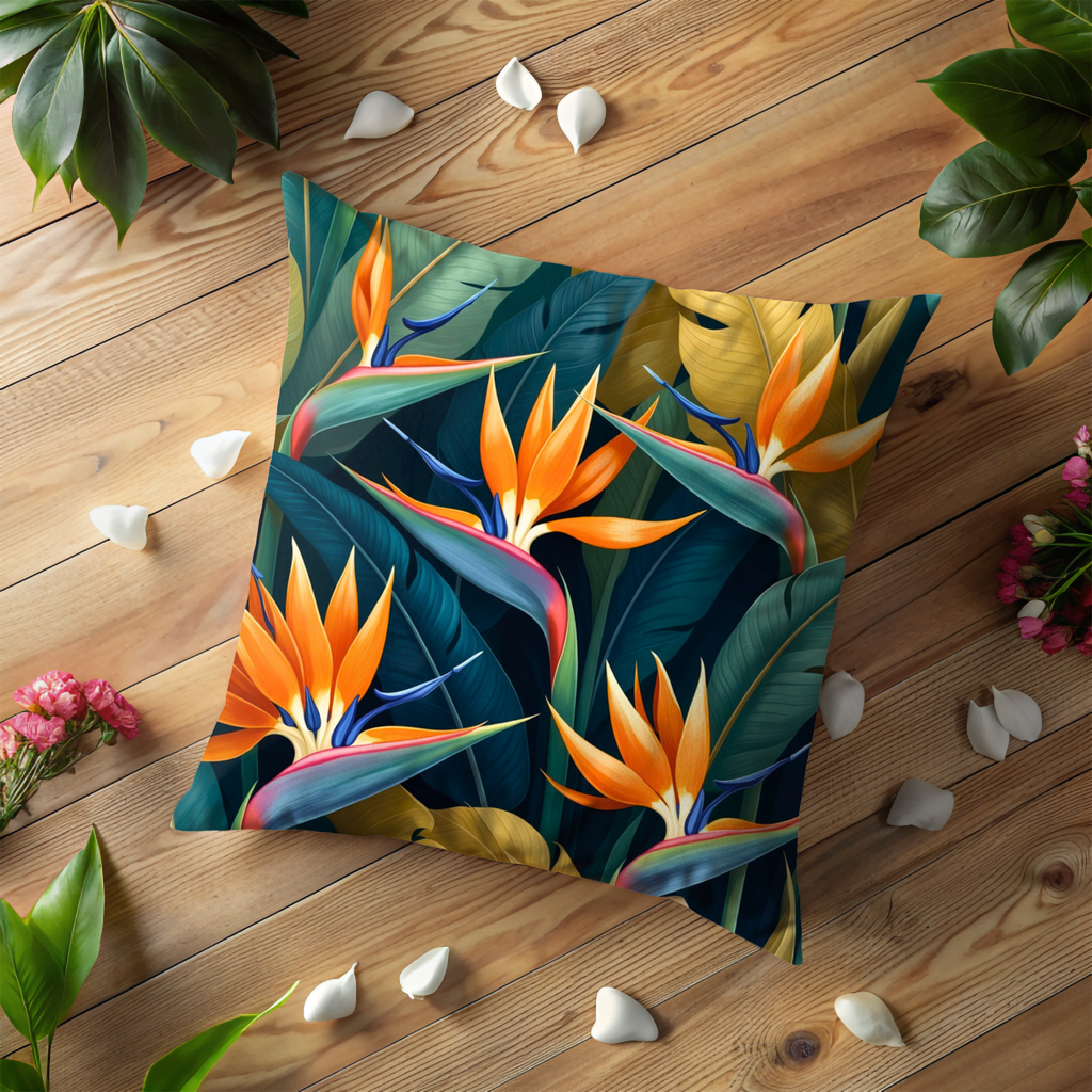 Bird of Paradise Pillow Cover | Tropical Flower Art | Bold Nature Decor