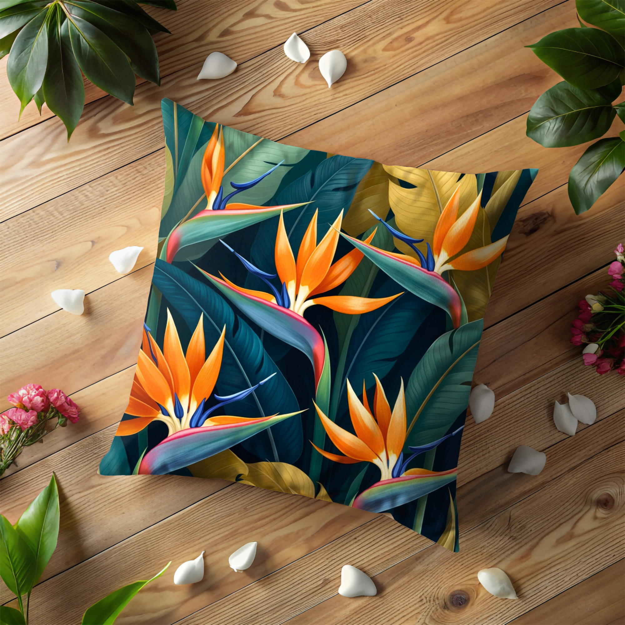Bird of Paradise Pillow Cover | Tropical Flower Art | Bold Nature Decor