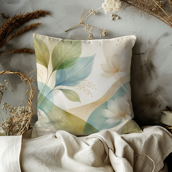 Abstract Leaf Pillow Cover – Elegant Botanical Art | Soft Nature Decor