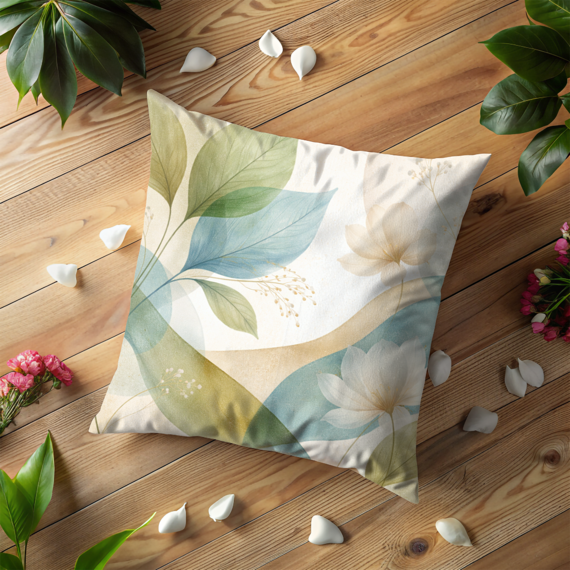 Abstract Leaf Pillow Cover | Elegant Botanical Art | Soft Nature Decor