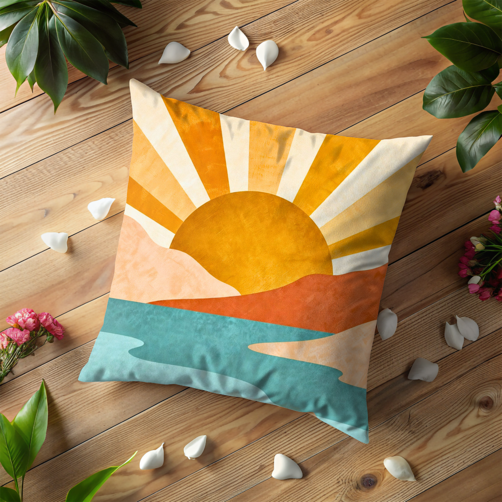 Sunrise Hills Pillow Cover | Abstract Landscape Art | Modern Decor