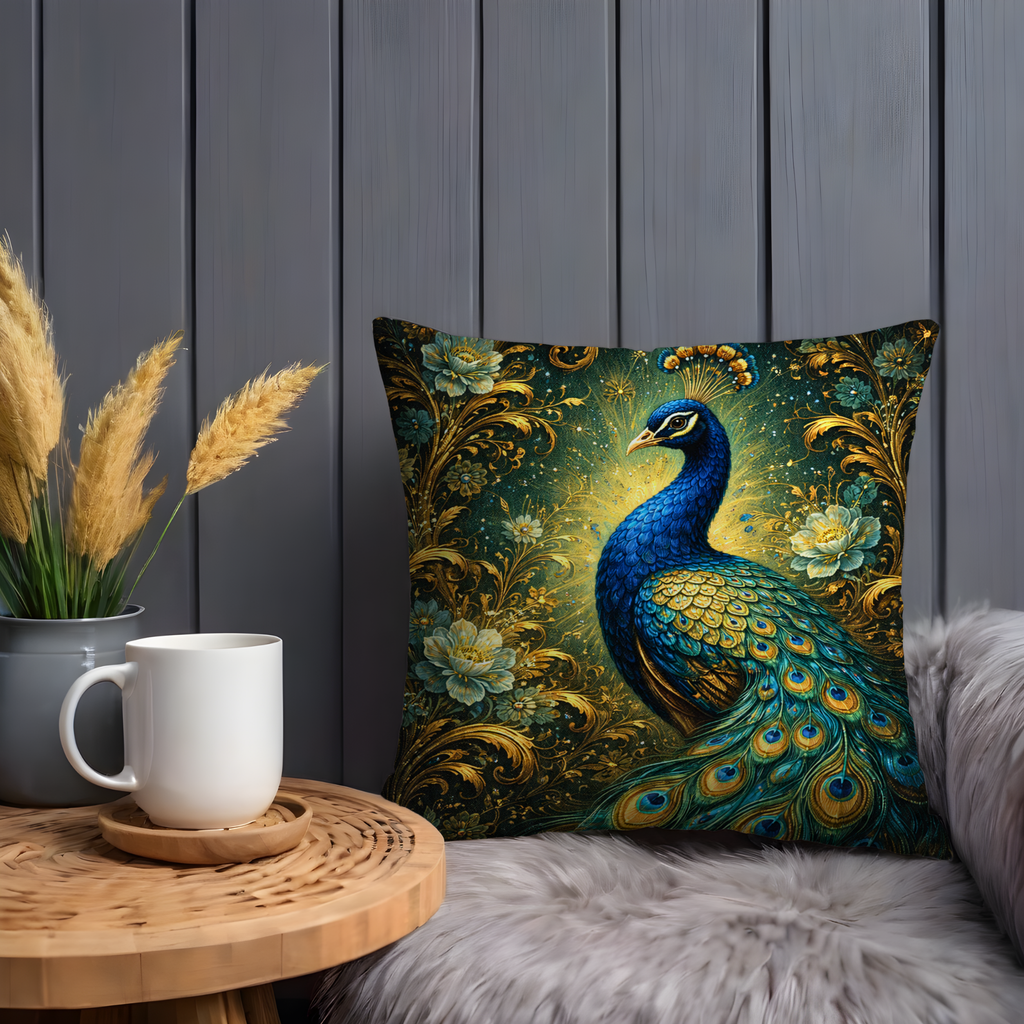Peacock Pillow Cover | Majestic Bird Art | Luxe Nature Decor