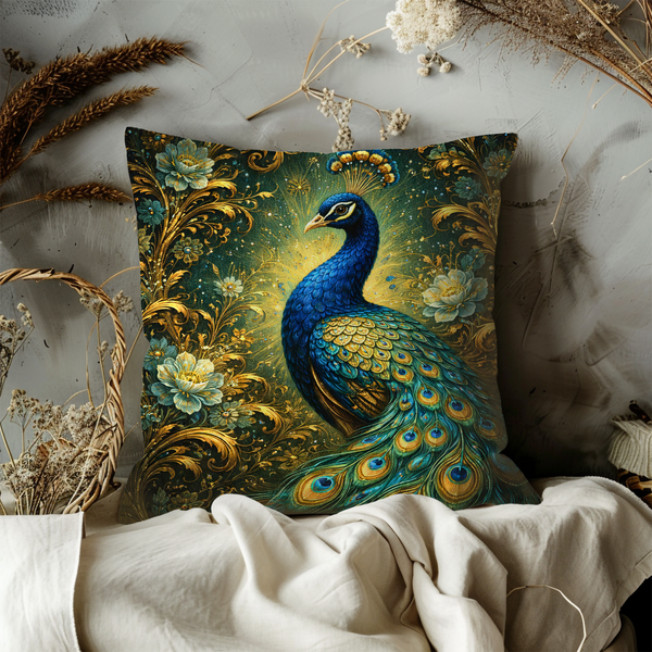 Peacock Pillow Cover – Majestic Bird Art | Luxe Nature Decor
