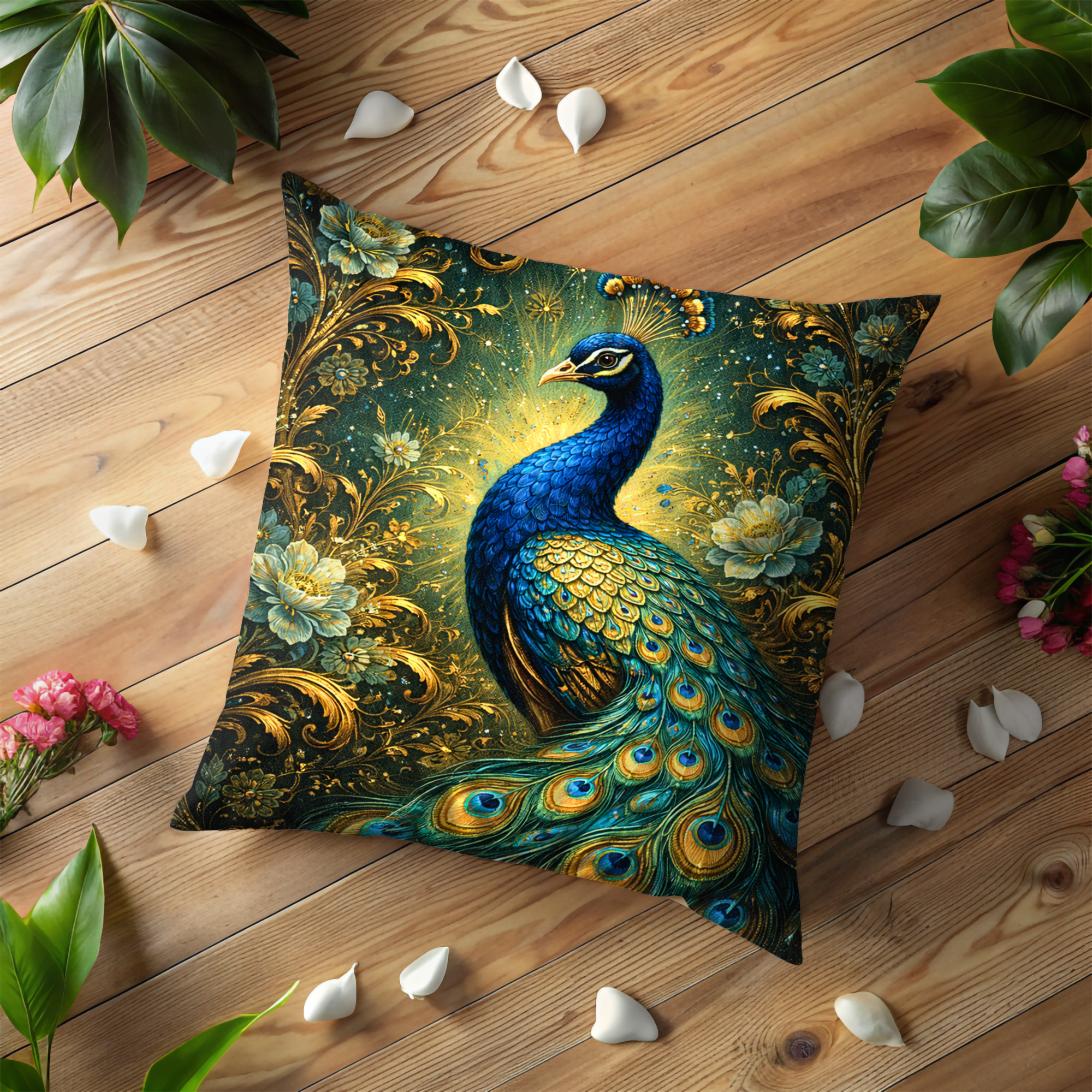 Peacock Pillow Cover | Majestic Bird Art | Luxe Nature Decor