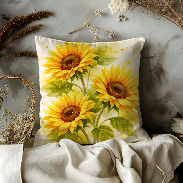 Sunflower Pillow Cover – Bright Floral Art | Cheerful Nature Decor