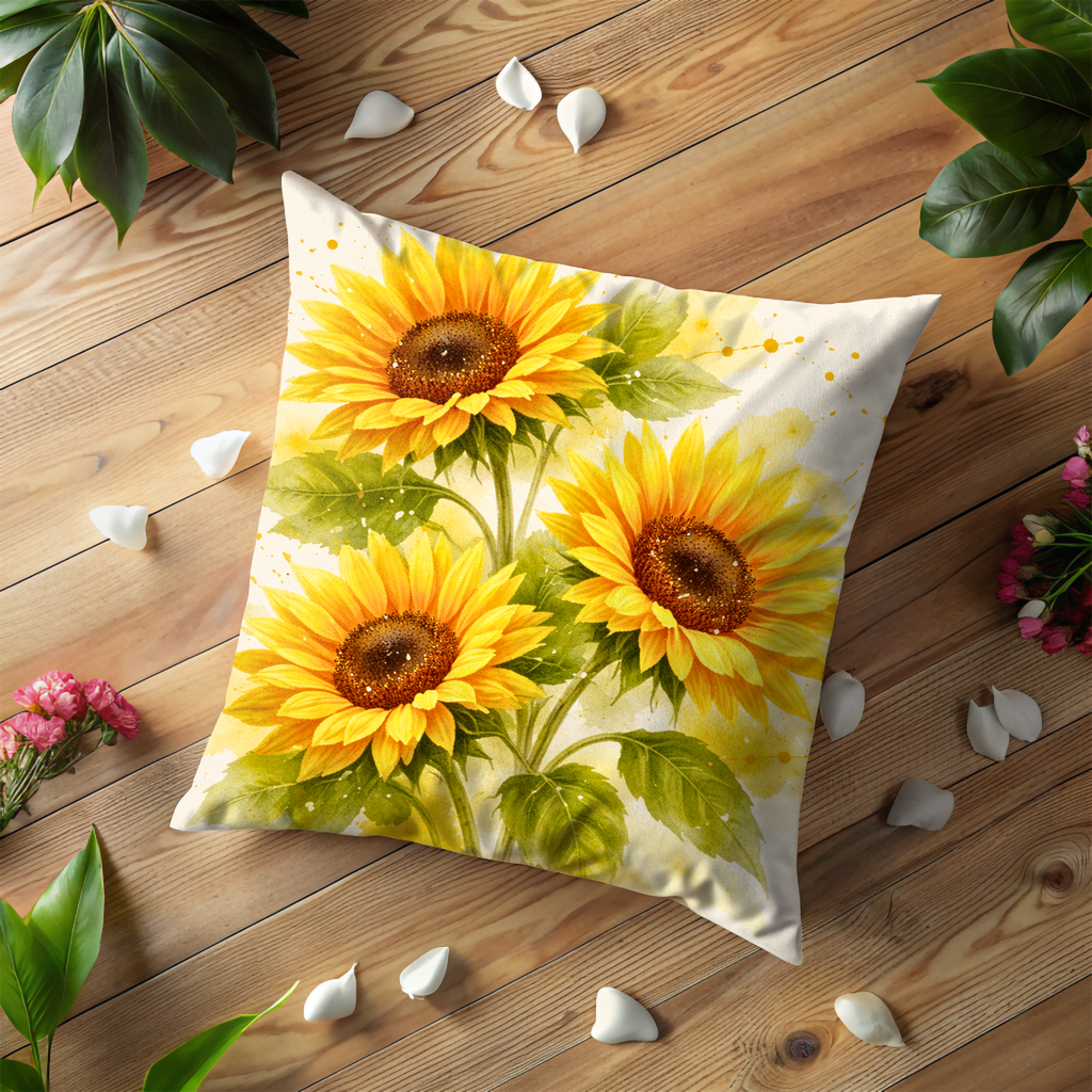 Sunflower Pillow Cover | Bright Floral Art | Cheerful Nature Decor