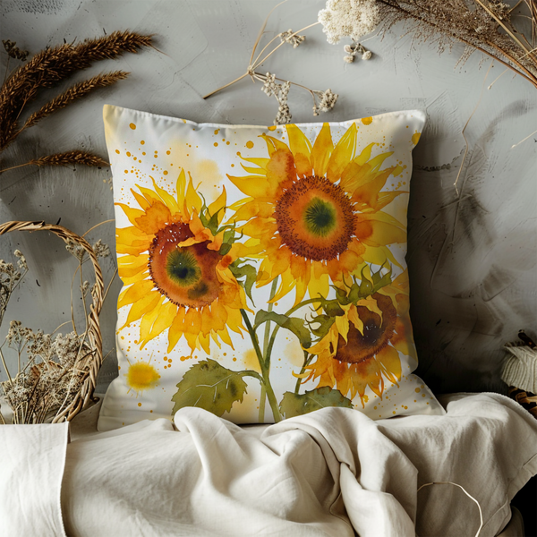 Sunflower Pillow Cover – Bright Floral Art | Cheerful Nature Decor