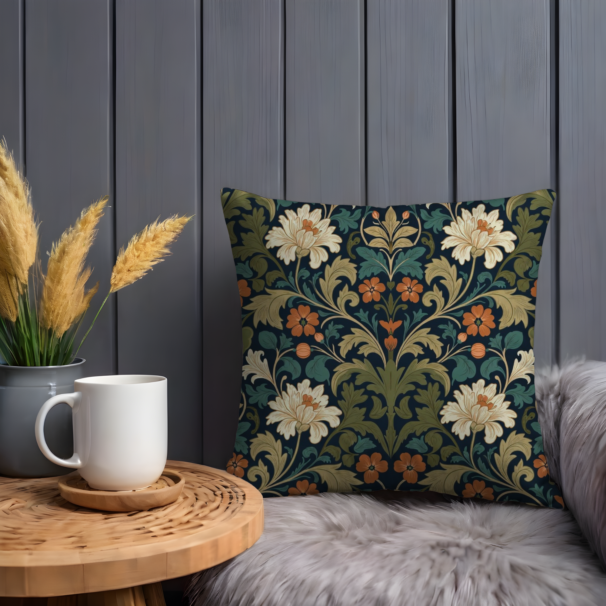 William Morris Floral Pillow Cover | Classic Pattern Art | Elegant Decor