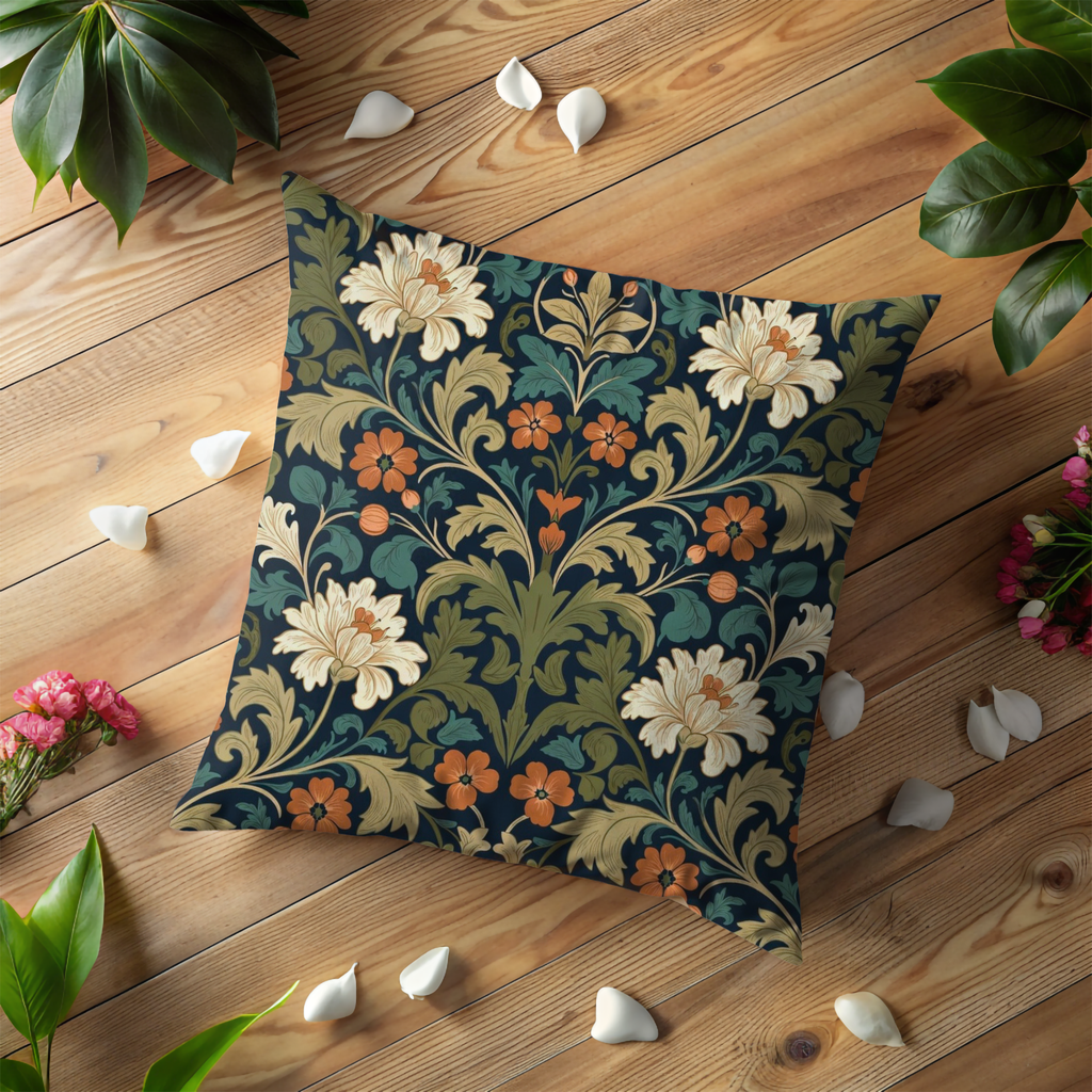 William Morris Floral Pillow Cover | Classic Pattern Art | Elegant Decor