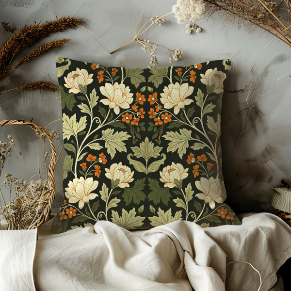 Classic Floral Pillow Cover – Elegant Botanical Art | Timeless Decor