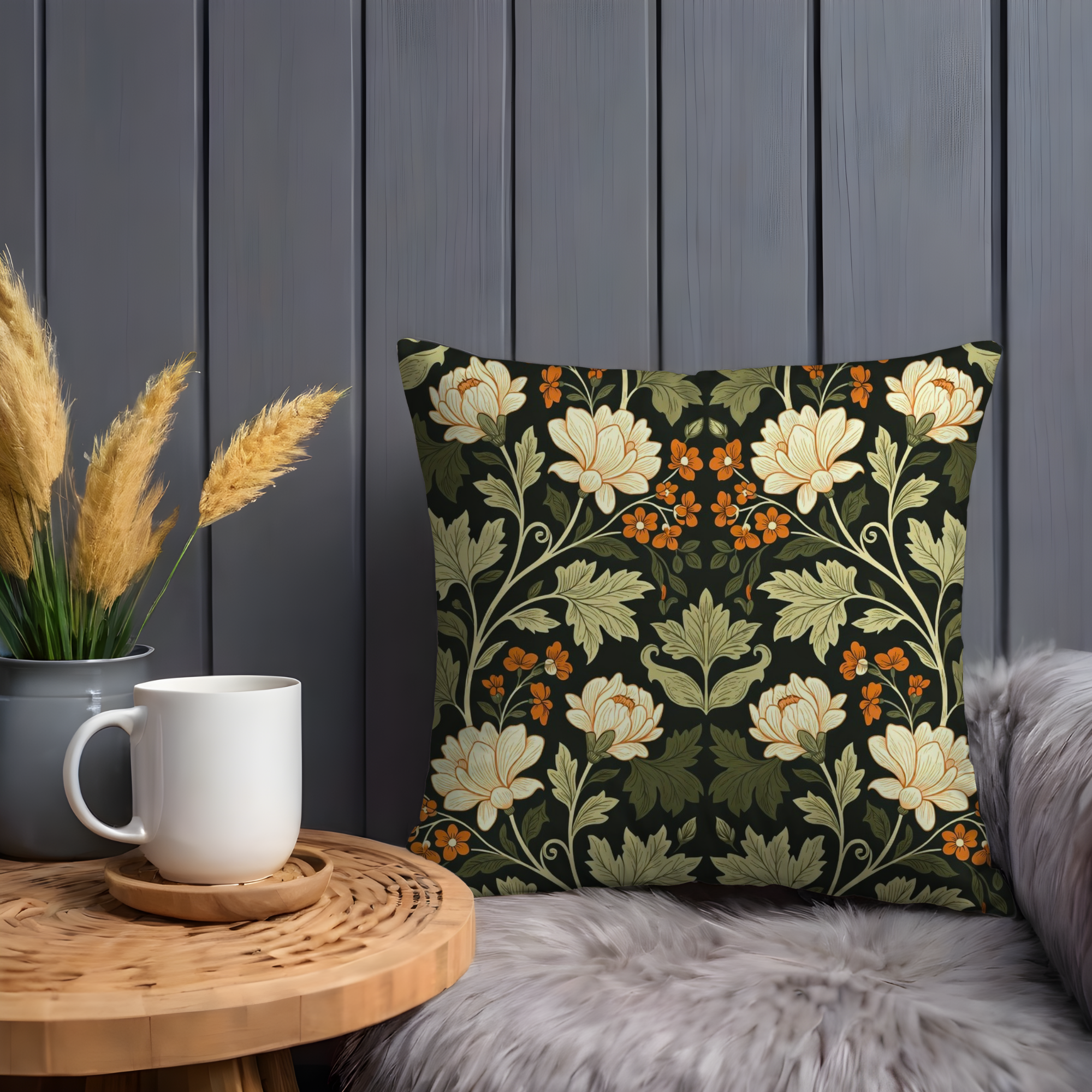 Classic Floral Pillow Cover | Elegant Botanical Art | Timeless Decor