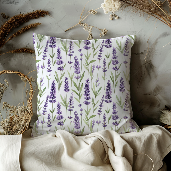 Lavender Pillow Cover – Elegant Floral Art | Soft Nature Decor