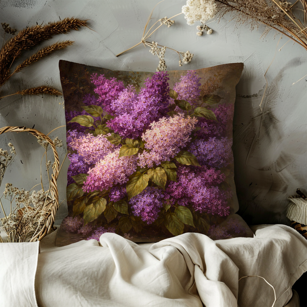 Lilac Flowers Pillow Cover – Purple Floral Art | Elegant Decor