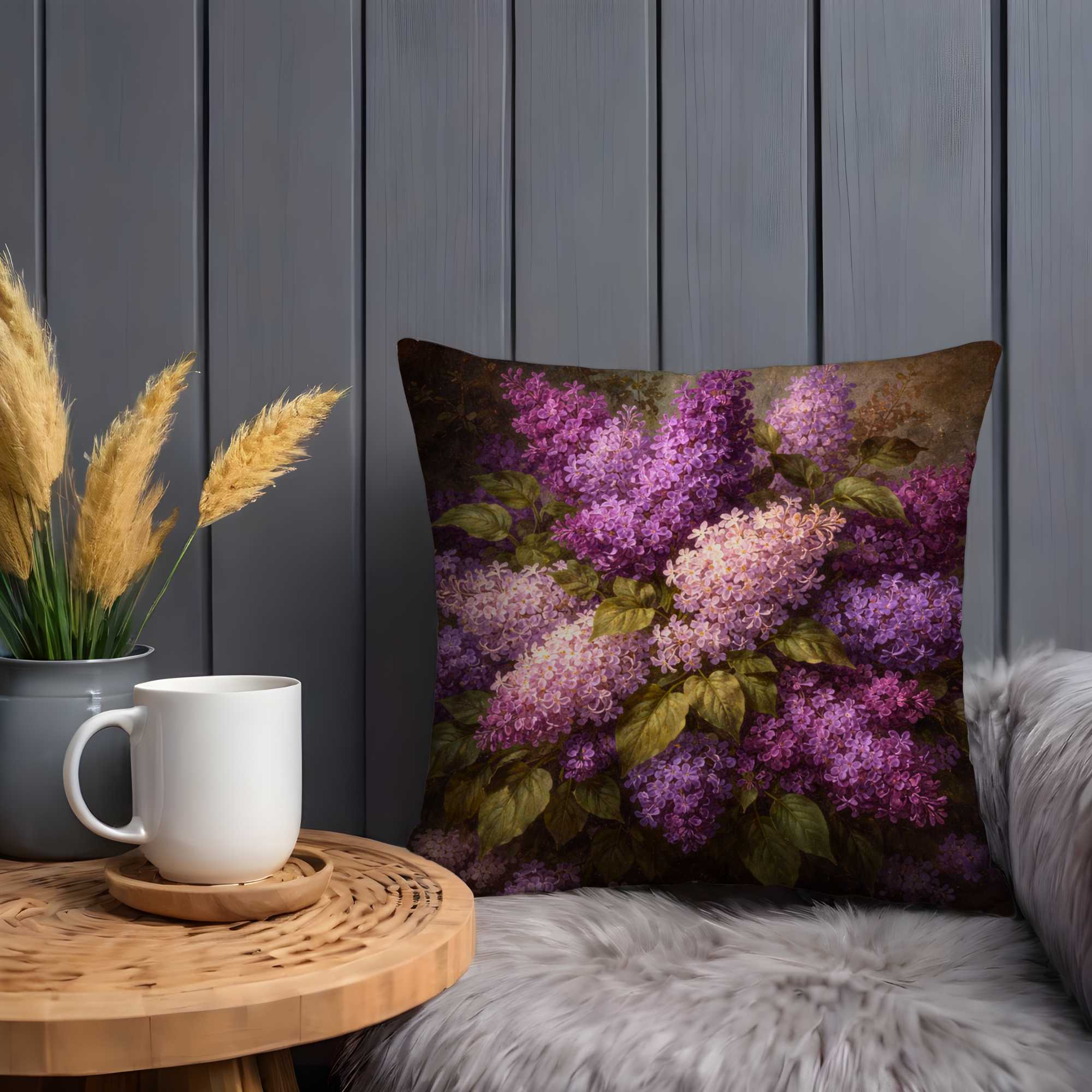 Lilac Flowers Pillow Cover | Purple Floral Art | Elegant Decor
