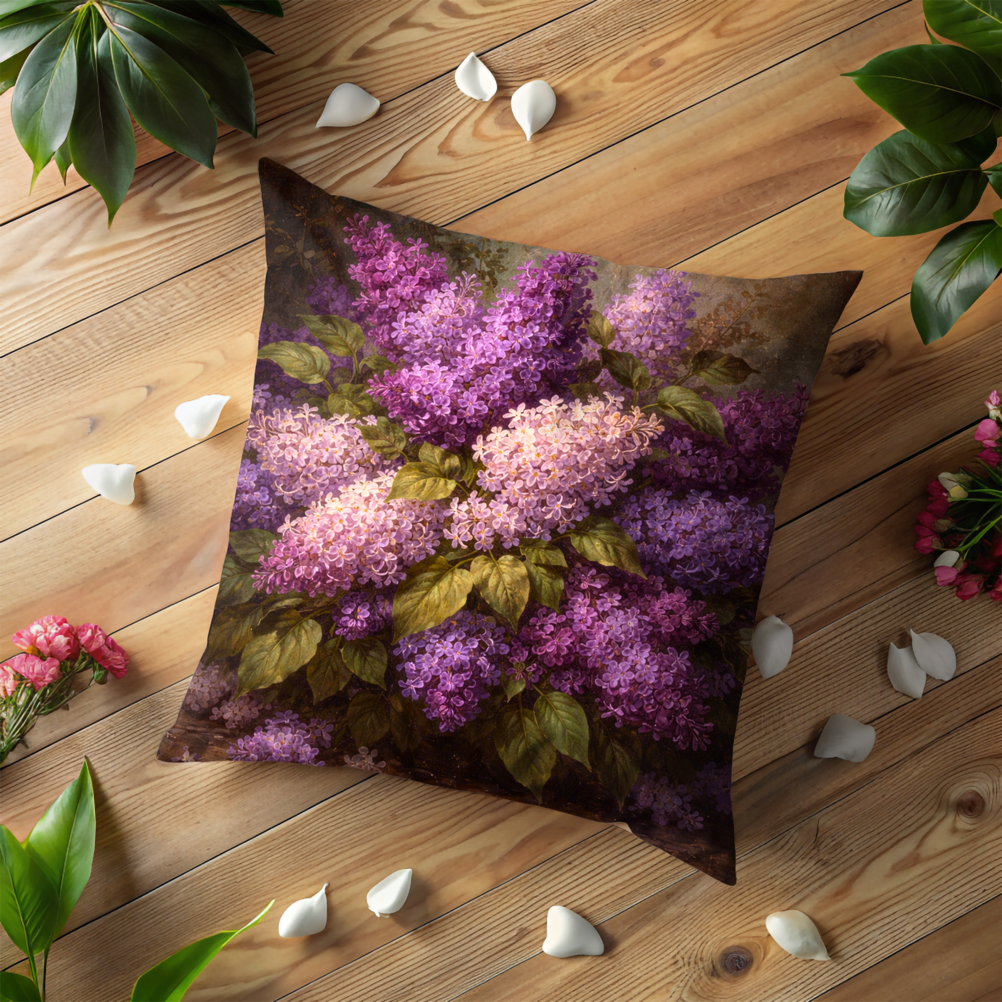 Lilac Flowers Pillow Cover | Purple Floral Art | Elegant Decor