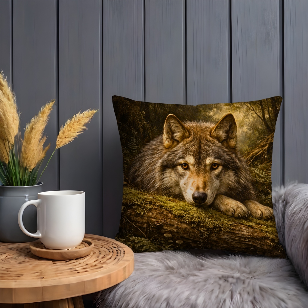 Wolf Forest Portrait Pillow Cover | Wild Animal Art | Nature Decor