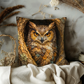 Owl Portrait Pillow Cover | Wise Bird Art | Forest Decor