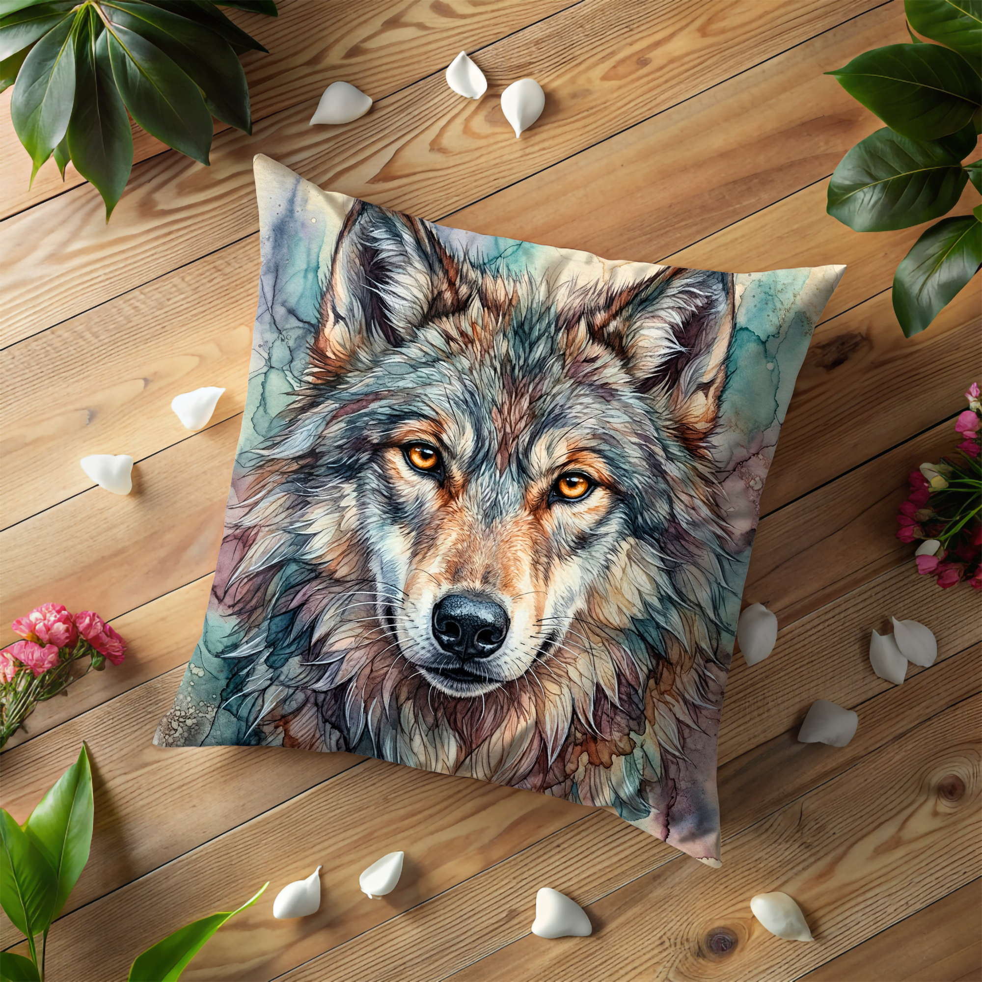 Wolf Portrait Pillow Cover | Majestic Wildlife Art | Bold Nature Decor