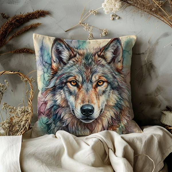 Wolf Portrait Pillow Cover – Majestic Wildlife Art | Bold Nature Decor