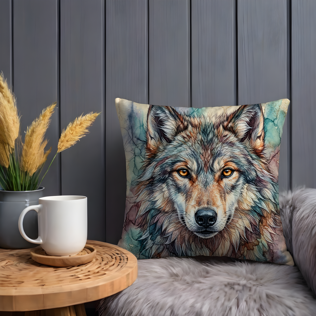 Wolf Portrait Pillow Cover | Majestic Wildlife Art | Bold Nature Decor