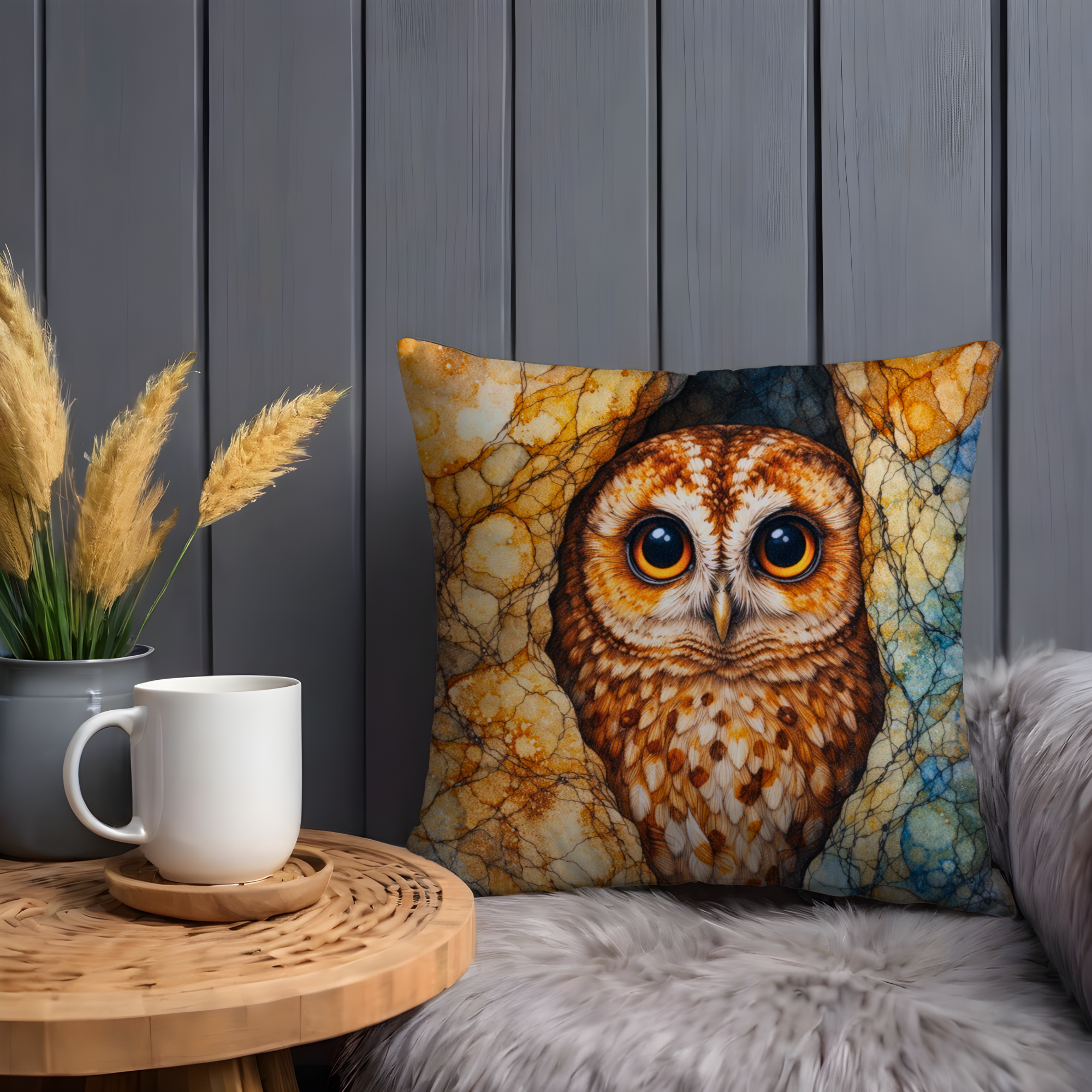 Owl Portrait Pillow Cover | Majestic Bird Art | Mystical Nature Decor