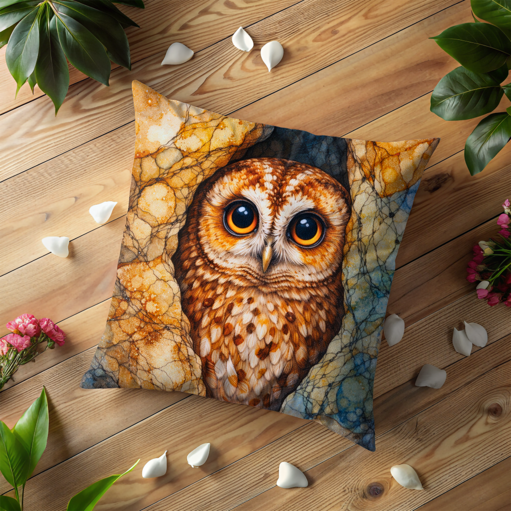Owl Portrait Pillow Cover | Majestic Bird Art | Mystical Nature Decor