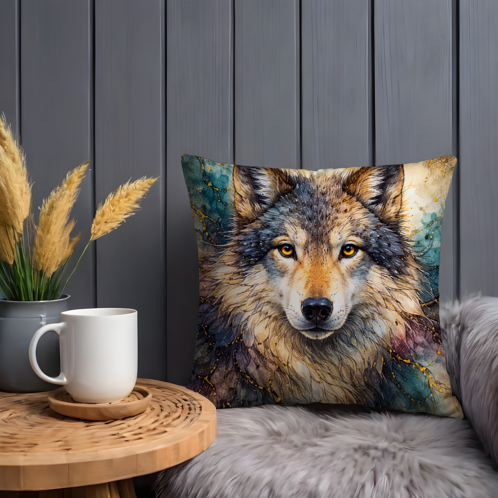 Mystic Wolf Portrait Pillow Cover | Artistic Wildlife Art | Nature Decor