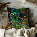 Starry Wildflower Meadow Pillow Cover | Mystical Floral Art | Enchanted Nature Decor