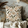 Earthy Allium Flower Pattern Pillow Cover | Modern Botanical Art | Neutral Decor