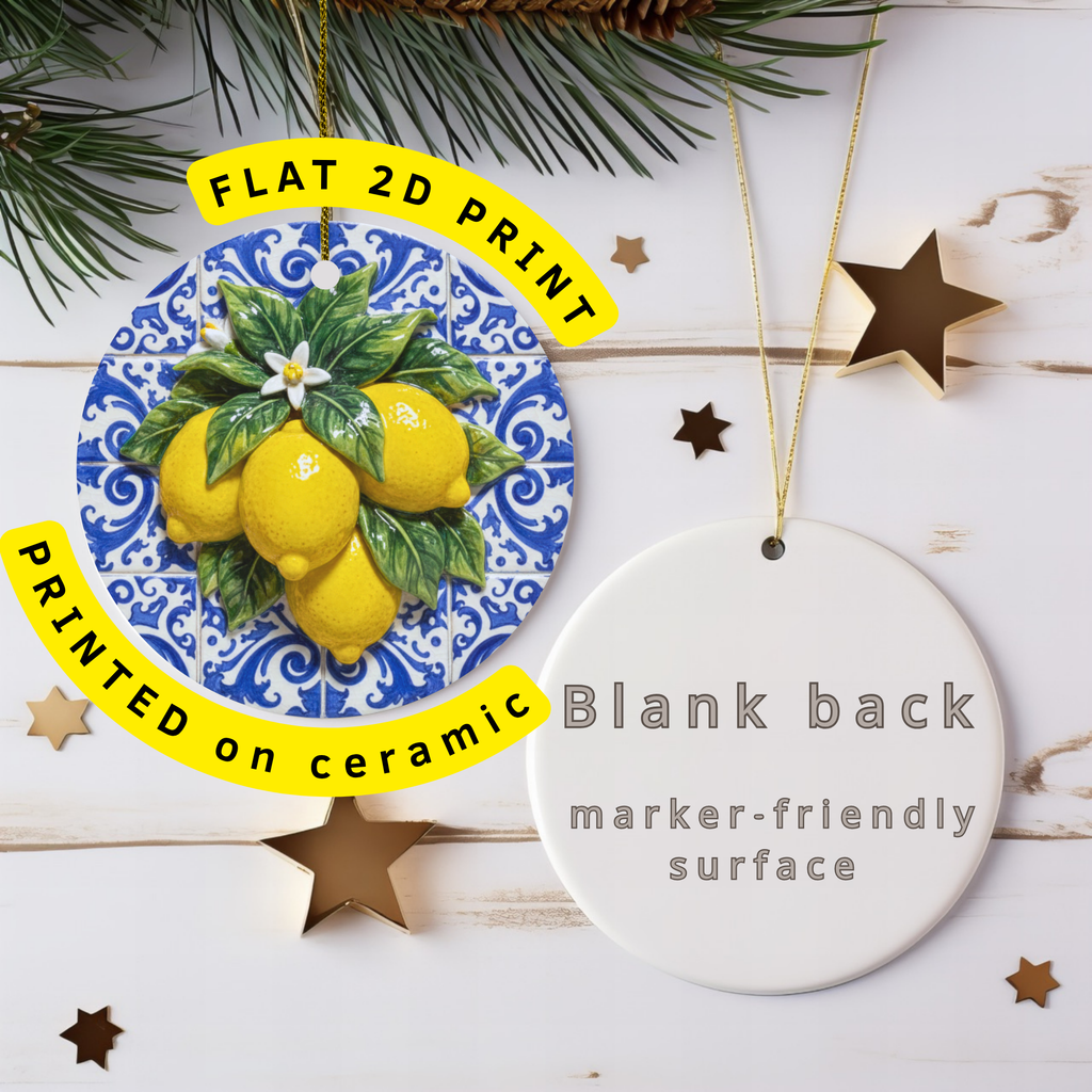Lemon Tile Ceramic Ornament – Mediterranean Kitchen Decor