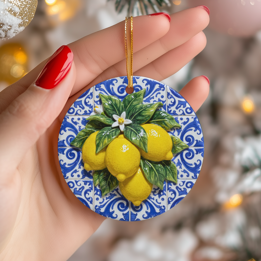 Lemon Tile Ceramic Ornament – Mediterranean Kitchen Decor