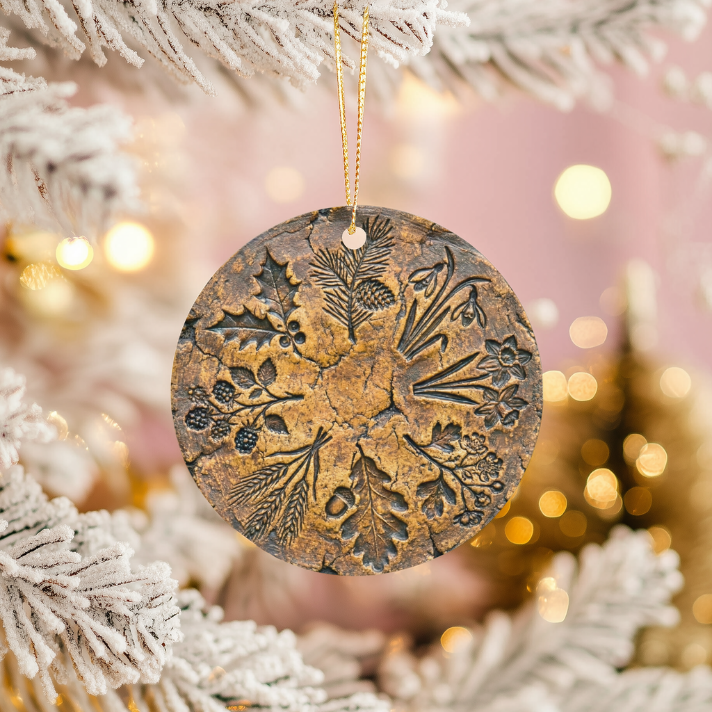 Wheel of the Year Ceramic Ornament – Pagan Yule Celestial Decor